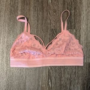 Lace Pink Bralette Adjustable Straps and Band